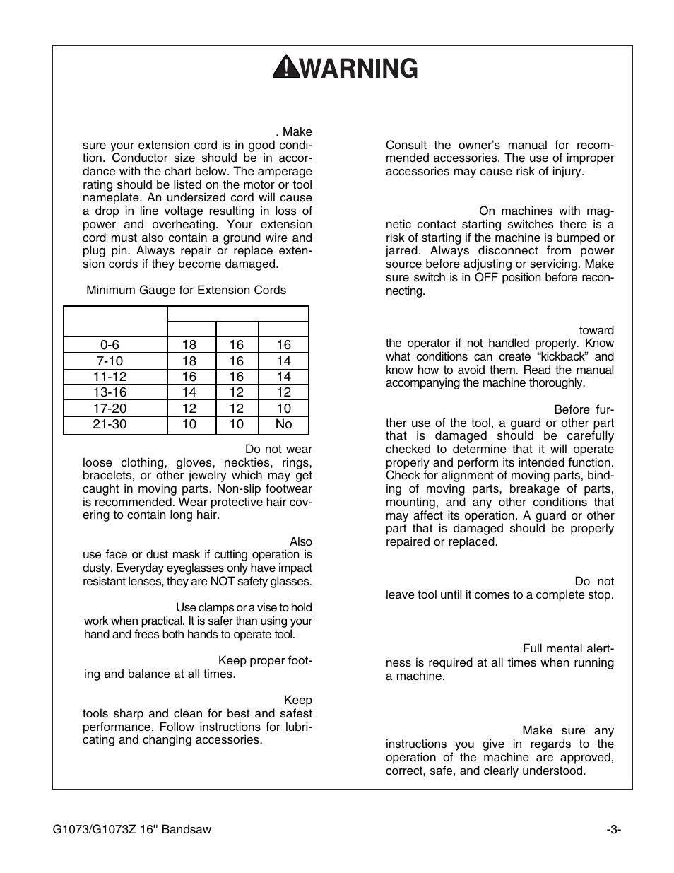 Safety instructions for power tools | Grizzly G1073/G1073Z User Manual | Page 5 / 48