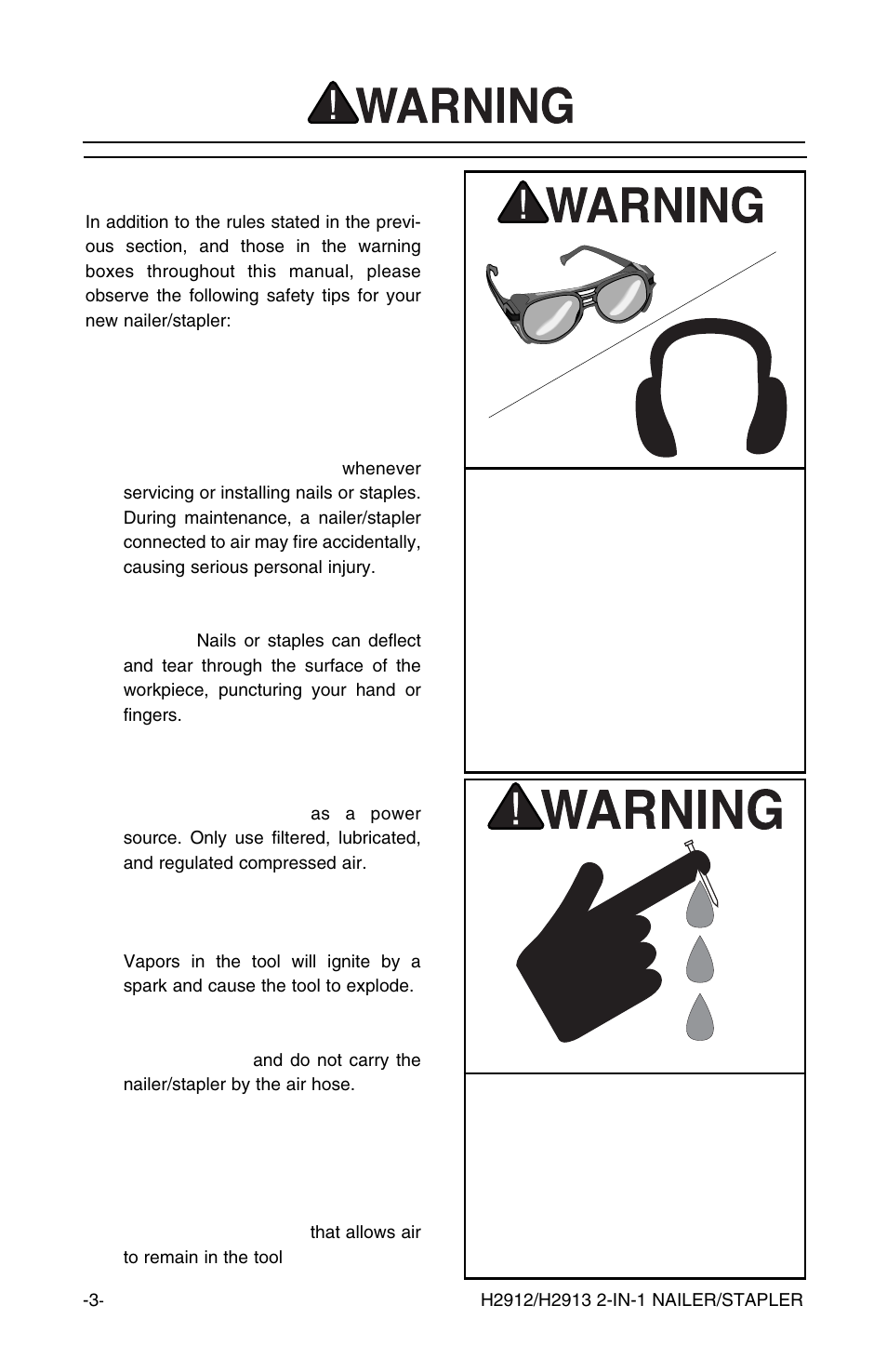 Nailer/stapler safety | Grizzly H2912/H2913 User Manual | Page 4 / 20