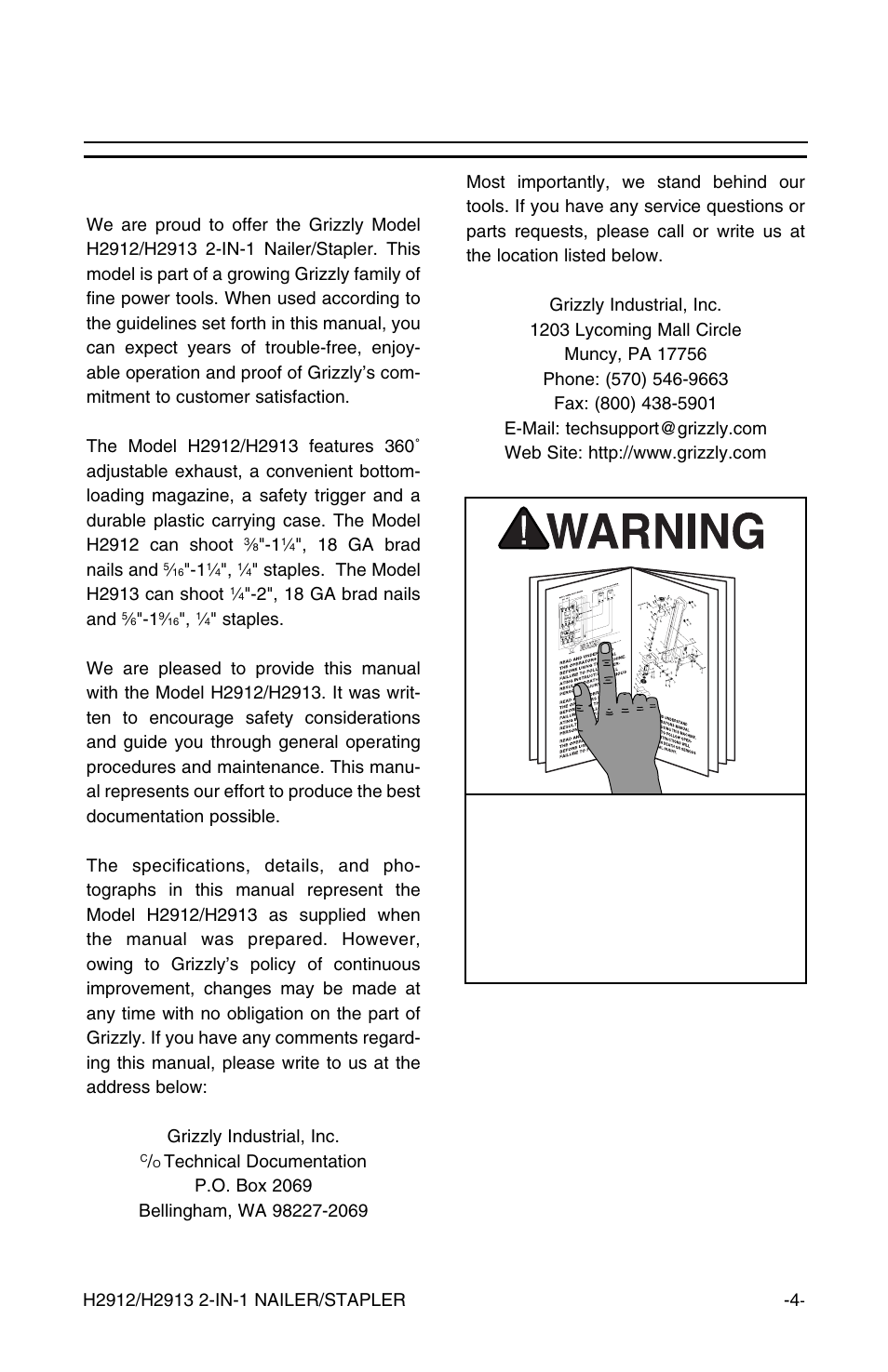 Introduction, Commentary | Grizzly H2912/H2913 User Manual | Page 5 / 20