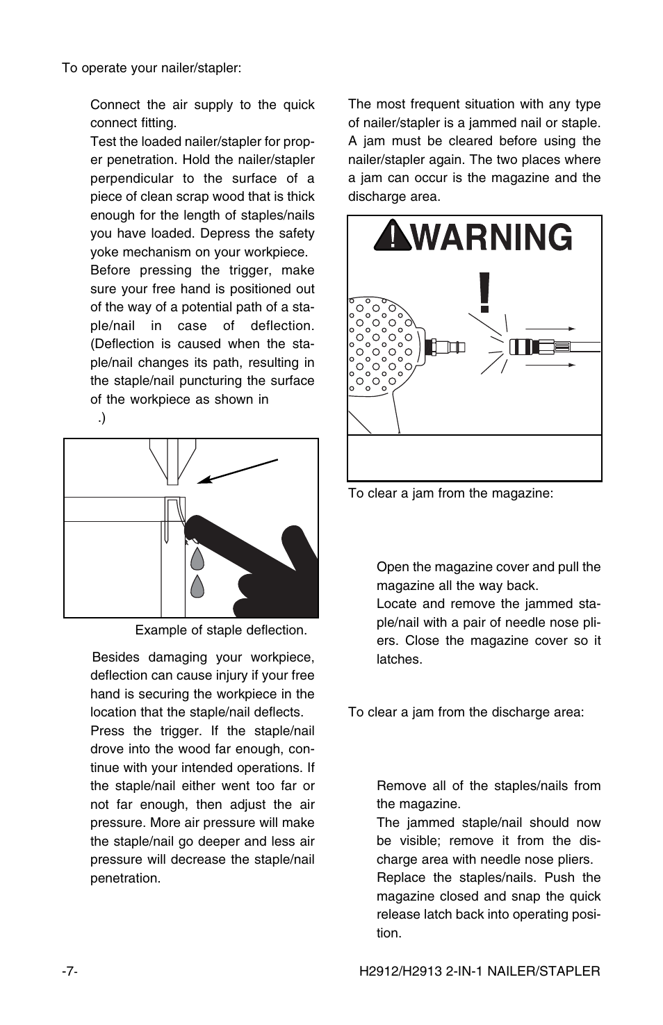 Clearing jammed staples/nails | Grizzly H2912/H2913 User Manual | Page 8 / 20