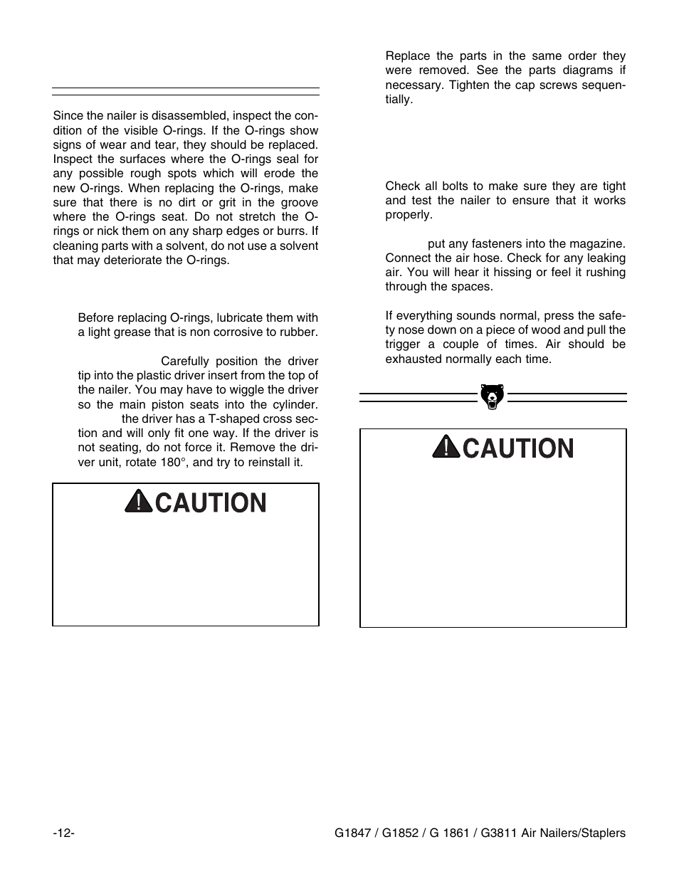 O-rings | Grizzly G1852 User Manual | Page 13 / 27