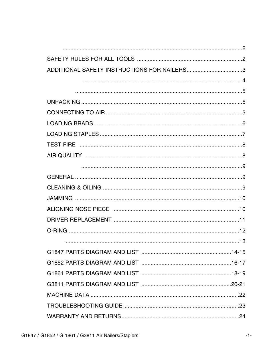 Grizzly G1852 User Manual | Page 2 / 27