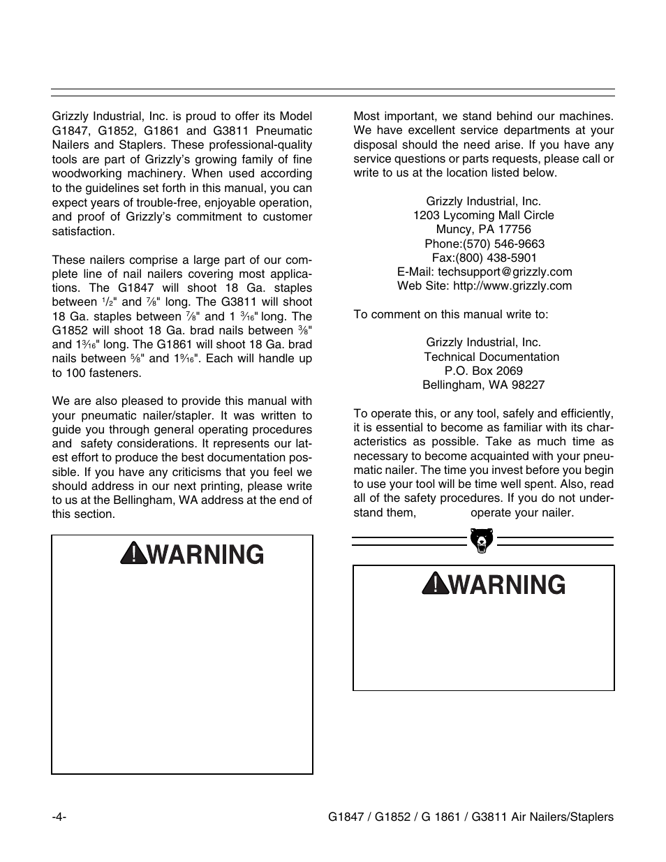 Grizzly G1852 User Manual | Page 5 / 27