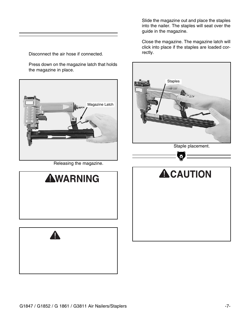 Loading staples | Grizzly G1852 User Manual | Page 8 / 27