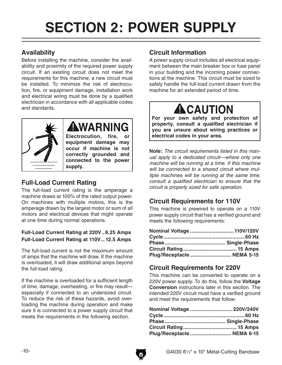 Grizzly G4030 User Manual | Page 12 / 48