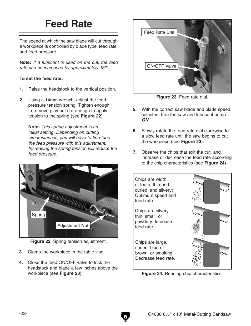 Feed rate | Grizzly G4030 User Manual | Page 24 / 48