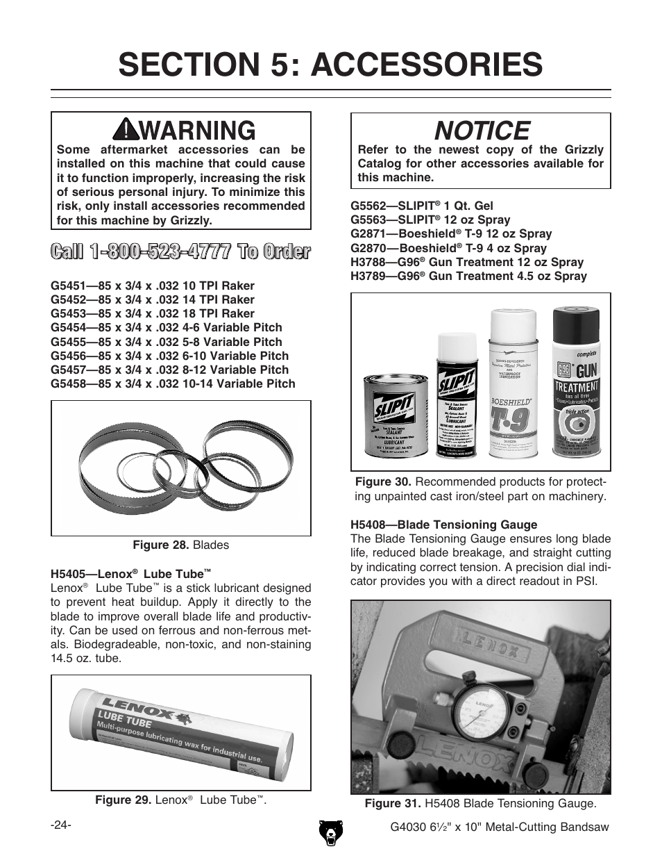 Notice | Grizzly G4030 User Manual | Page 26 / 48
