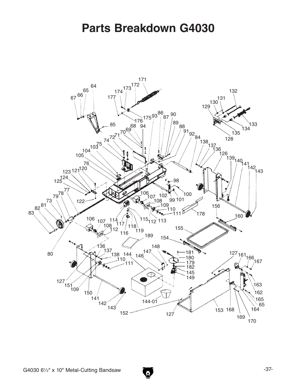 Parts breakdown g4030 | Grizzly G4030 User Manual | Page 39 / 48