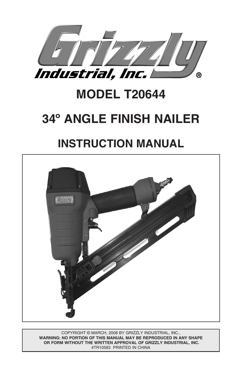 Grizzly T20644 User Manual | 20 pages