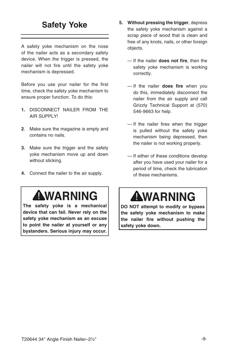 Safety yoke | Grizzly T20644 User Manual | Page 10 / 20