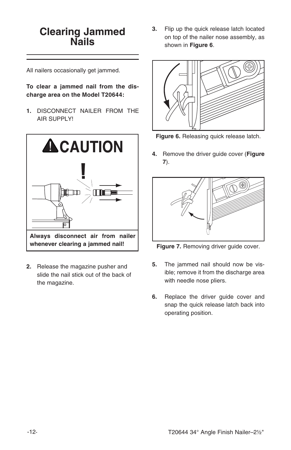 Clearing jammed nails | Grizzly T20644 User Manual | Page 13 / 20