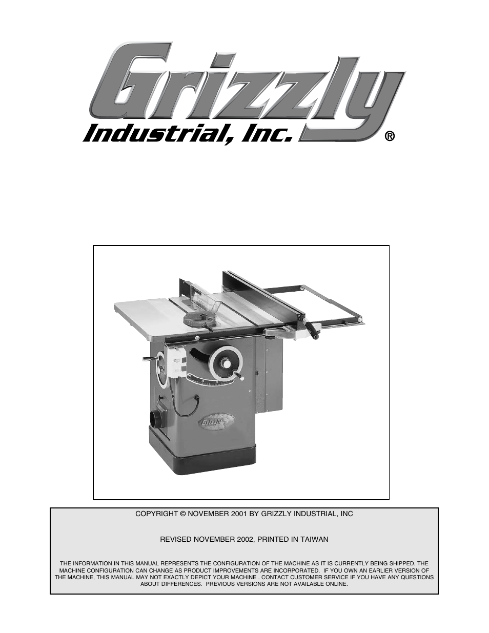 Grizzly G1023Z User Manual | 63 pages