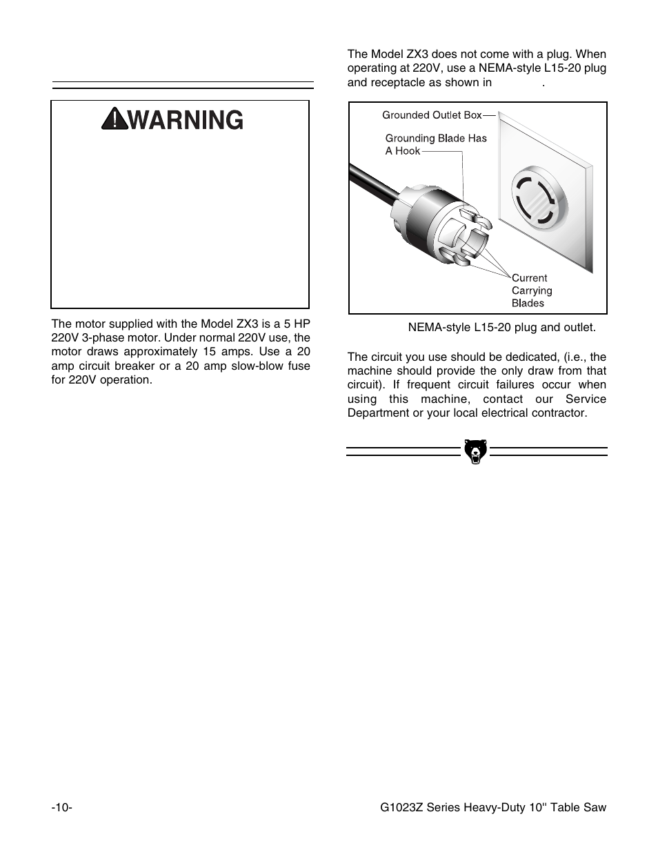 Grizzly G1023Z User Manual | Page 12 / 63