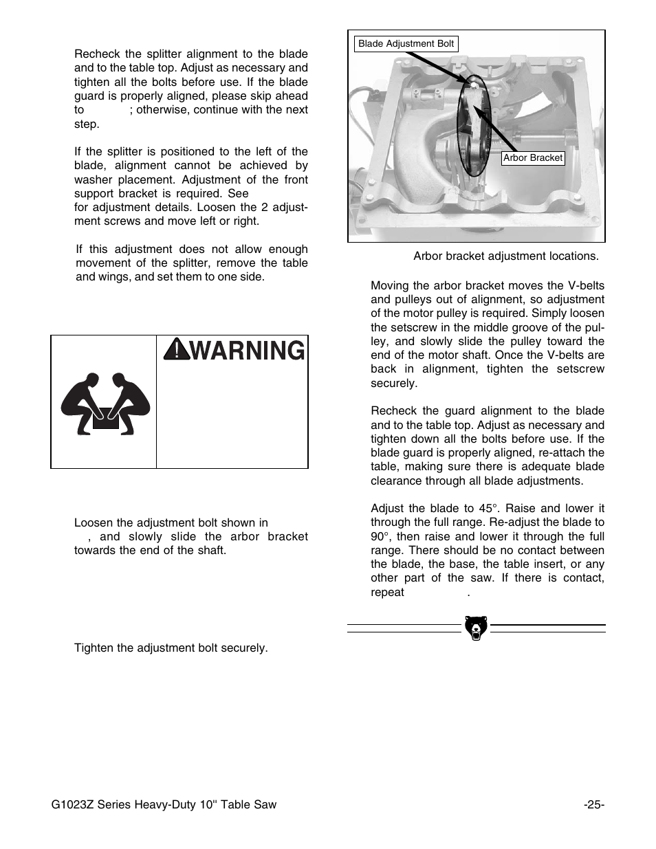 Grizzly G1023Z User Manual | Page 27 / 63