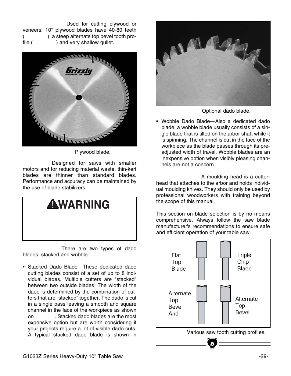 Grizzly G1023Z User Manual | Page 31 / 63