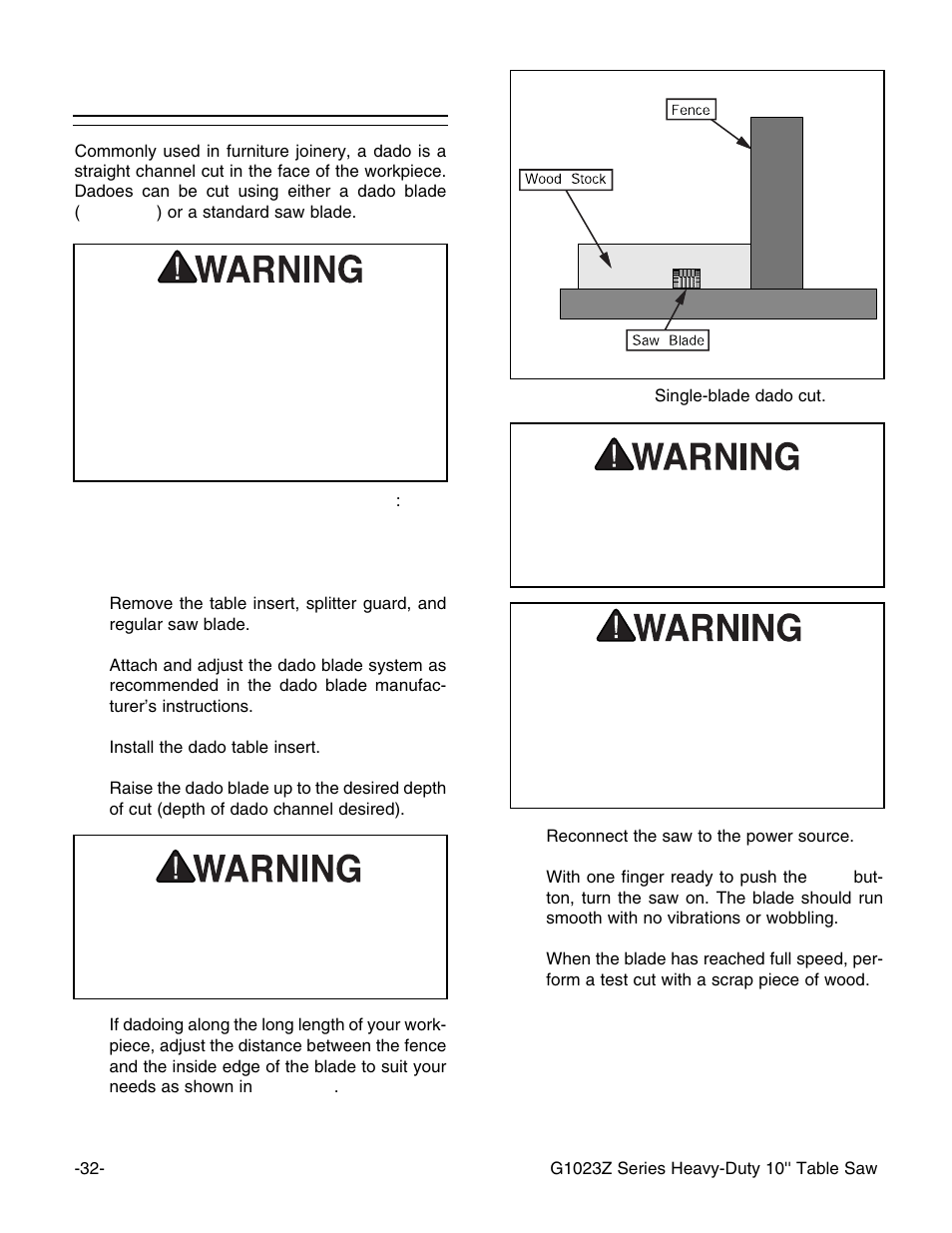 Dado cutting | Grizzly G1023Z User Manual | Page 34 / 63