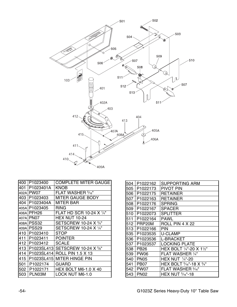 Grizzly G1023Z User Manual | Page 56 / 63