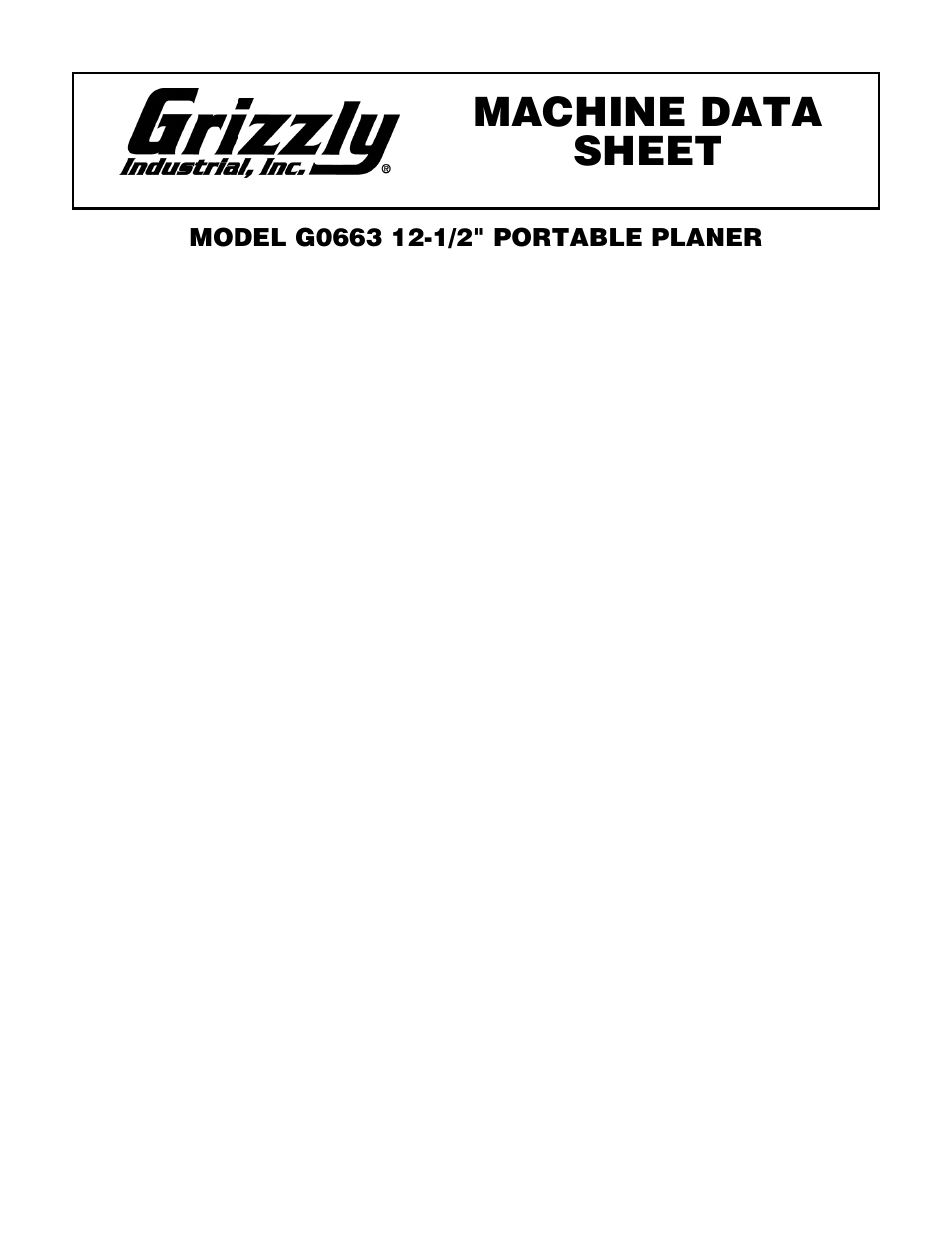 Grizzly G0663 User Manual | 2 pages