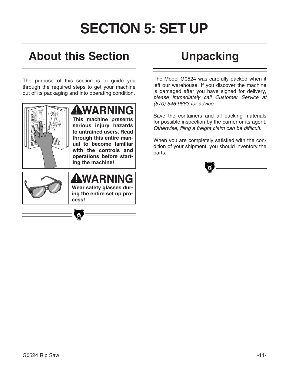 Grizzly G0524 User Manual | Page 13 / 60