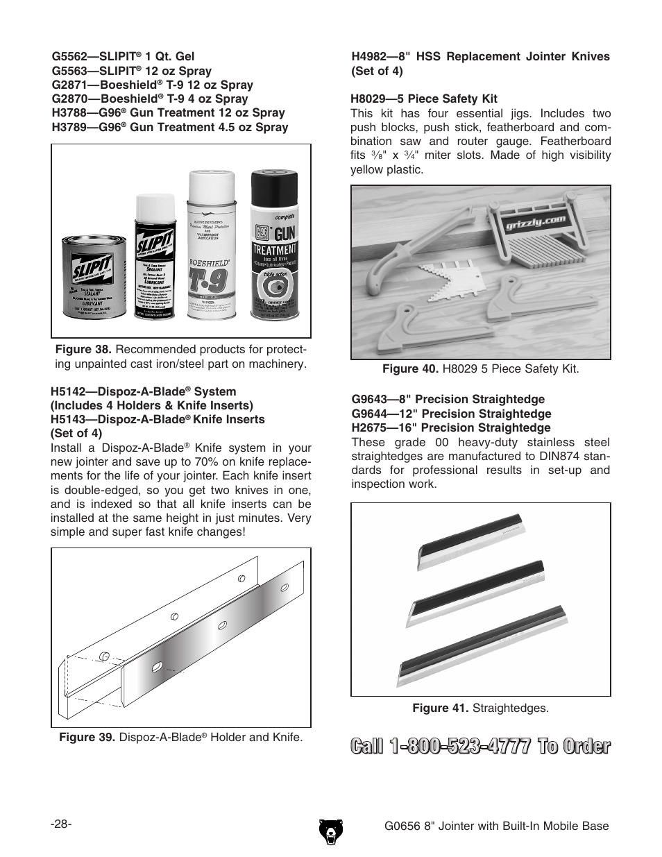 Grizzly Jointer w/ Spiral Cutterhead G0656X User Manual | Page 44 / 66