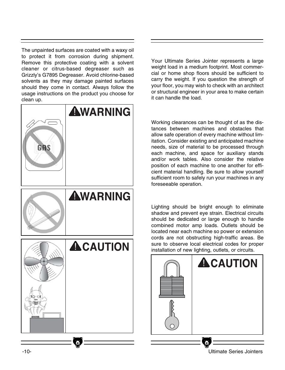 Site considerations, Clean up | Grizzly G9859 User Manual | Page 12 / 56