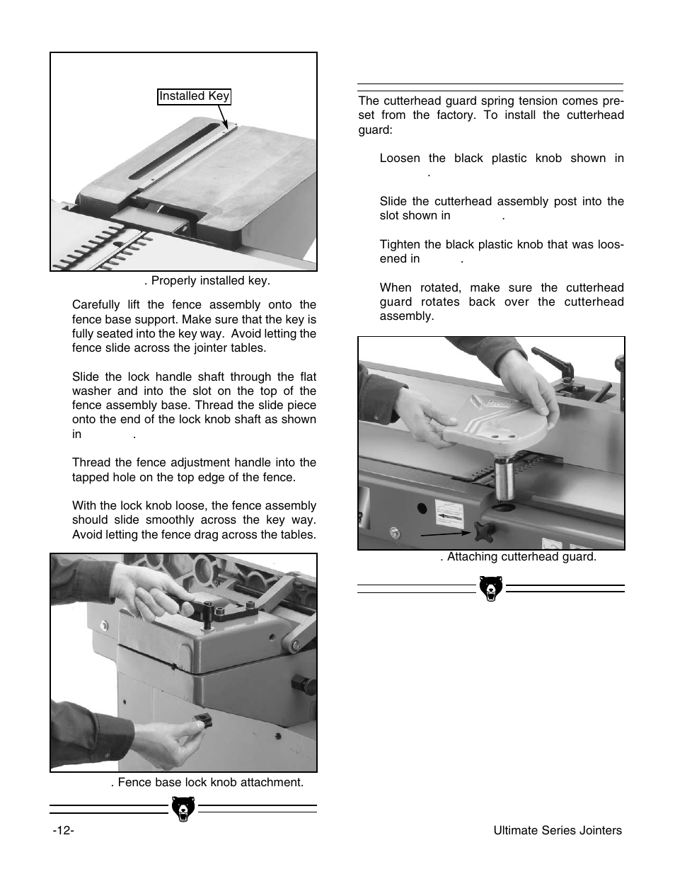 Cutterhead guard | Grizzly G9859 User Manual | Page 14 / 56