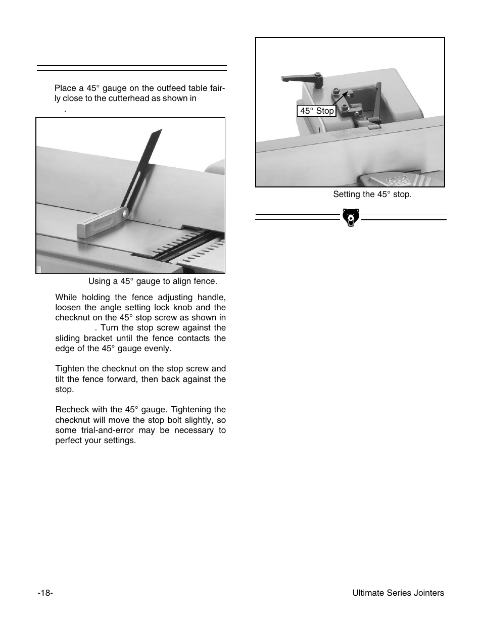 45° fence stop | Grizzly G9859 User Manual | Page 20 / 56