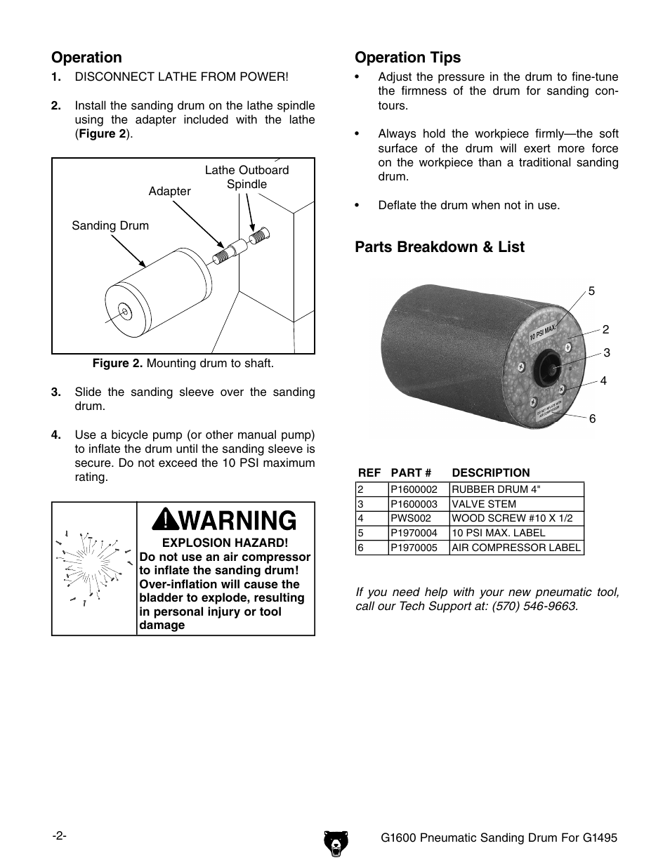 Grizzly G1600 User Manual | 1 page