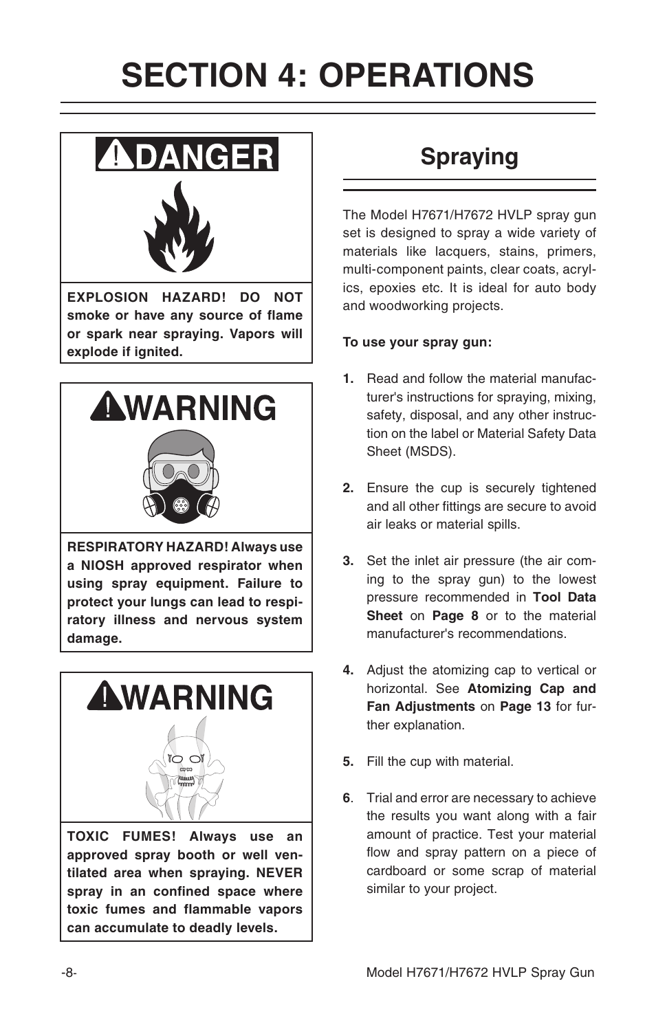 Spraying | Grizzly H7671 User Manual | Page 10 / 20