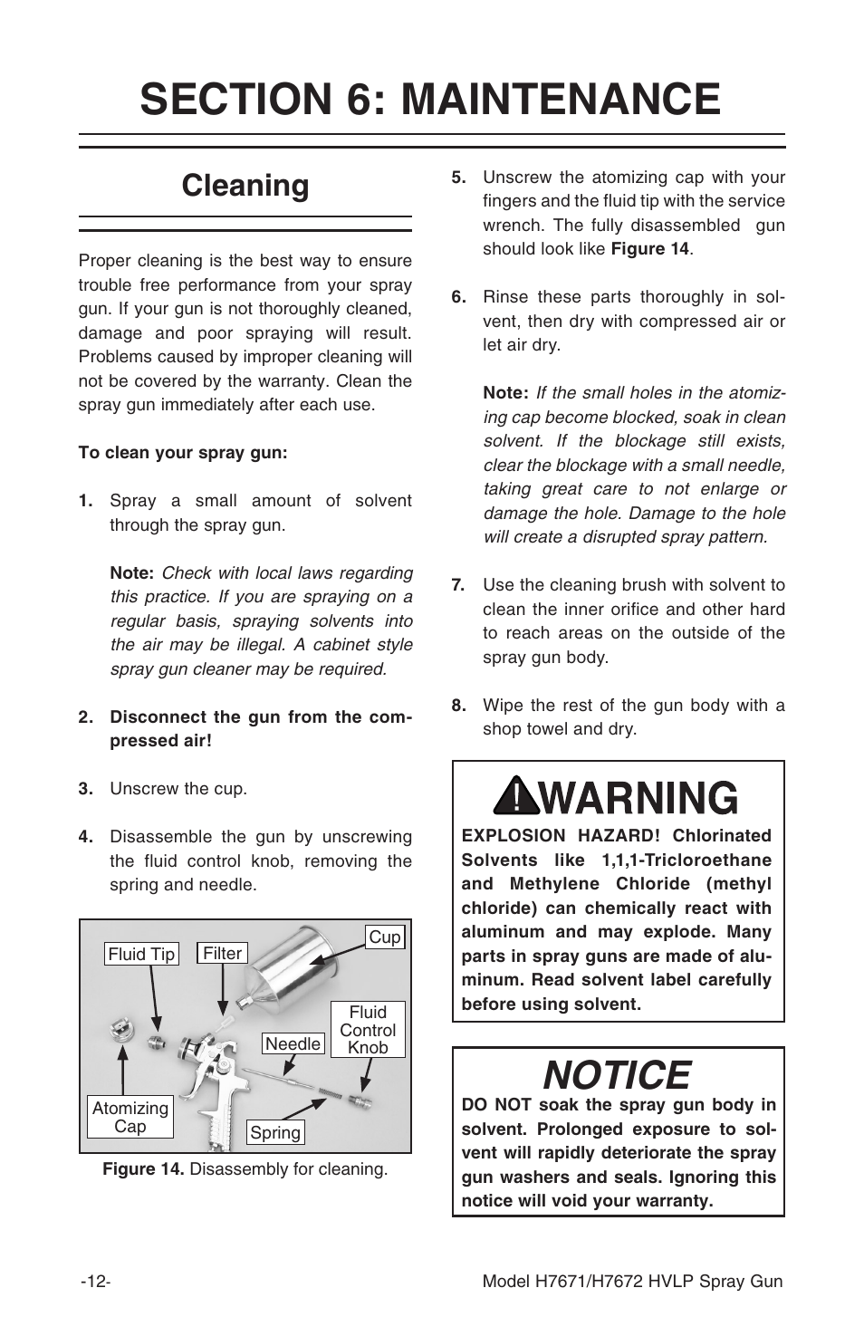 Notice, Cleaning | Grizzly H7671 User Manual | Page 14 / 20