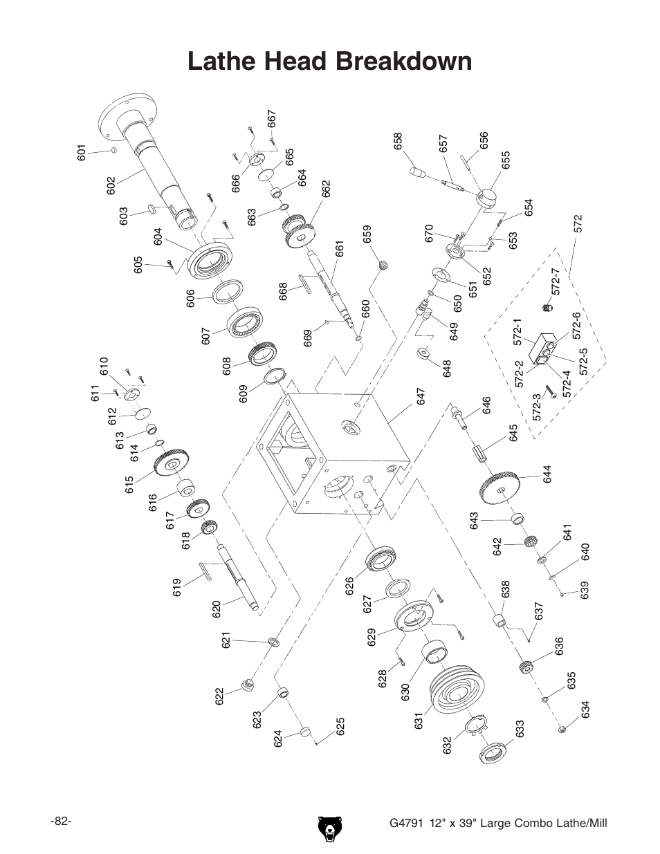 Lathe head breakdown | Grizzly G4791 User Manual | Page 9 / 17