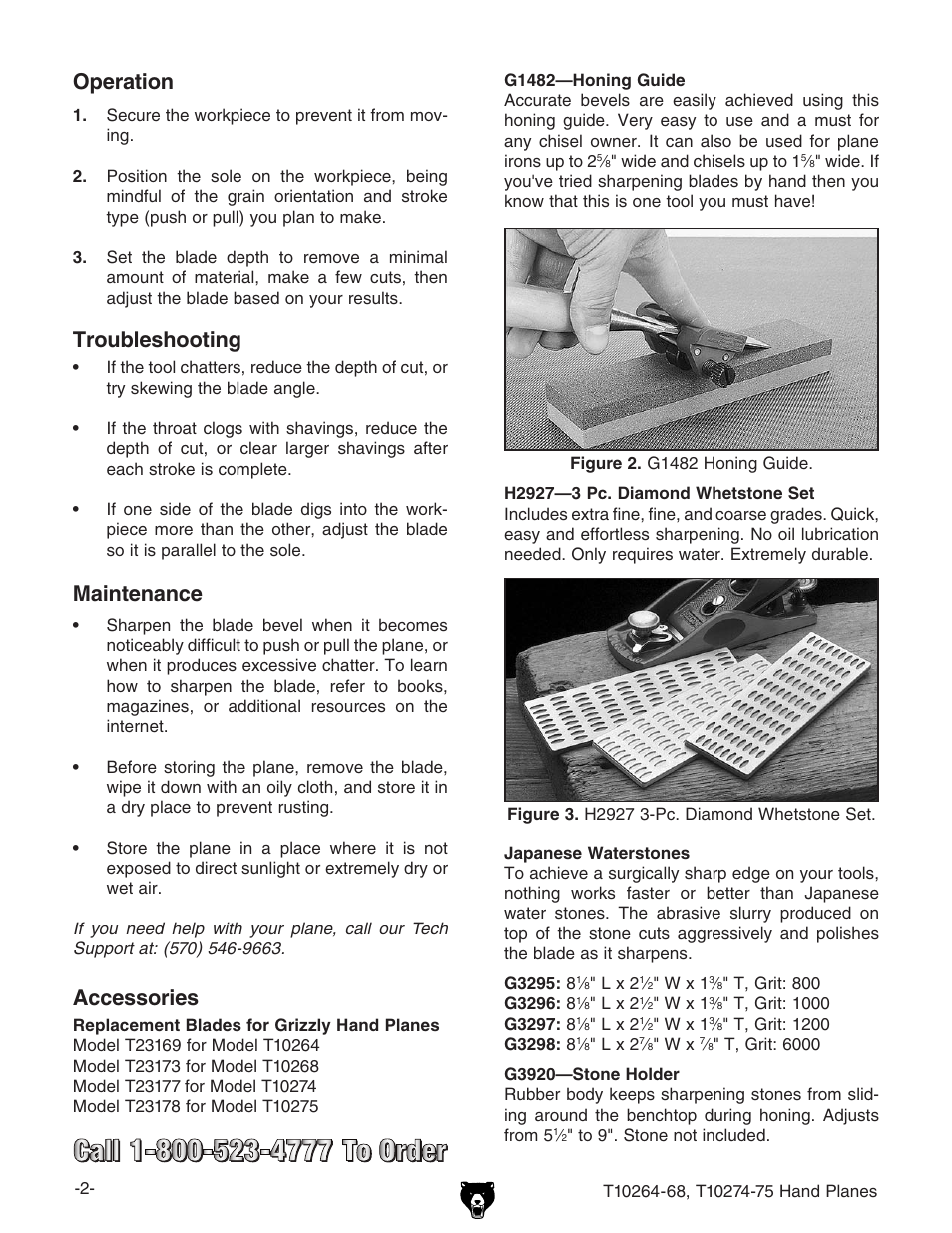 Accessories, Operation, Maintenance | Troubleshooting | Grizzly T10268 User Manual | Page 2 / 2