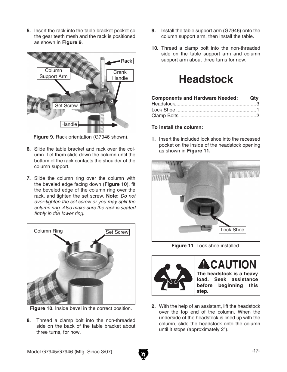 Headstock | Grizzly G7945/46 User Manual | Page 19 / 48