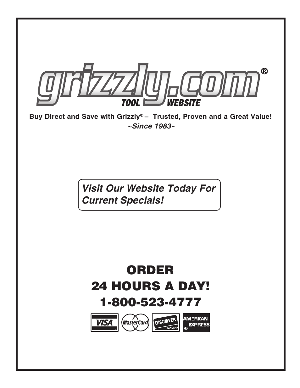 Visit our website today for current specials | Grizzly G7945/46 User Manual | Page 48 / 48