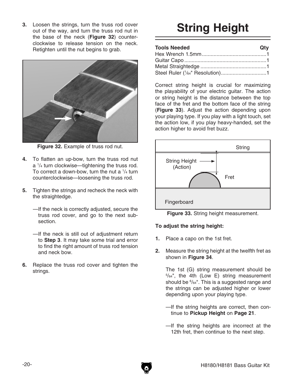 String height | Grizzly H8181 User Manual | Page 22 / 36