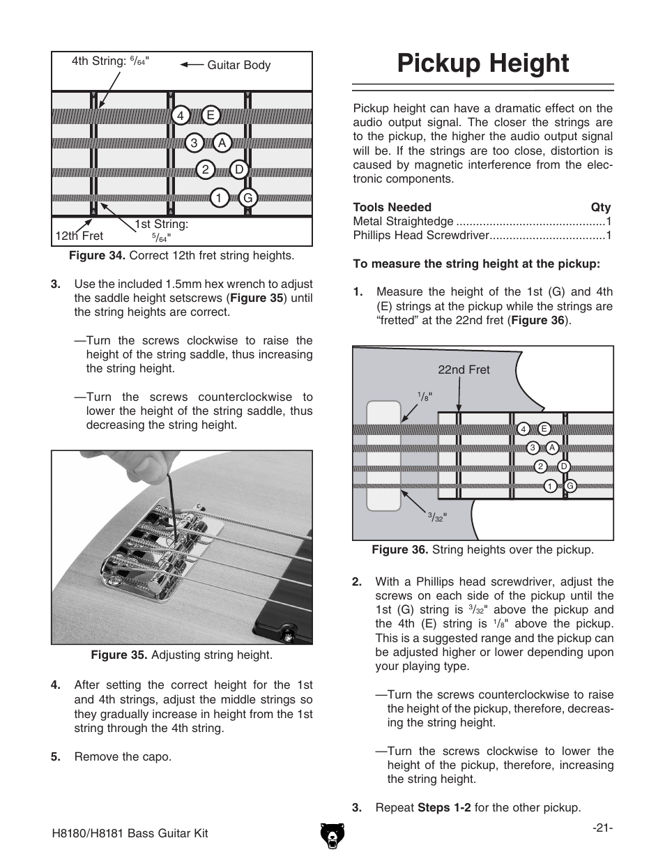 Pickup height | Grizzly H8181 User Manual | Page 23 / 36