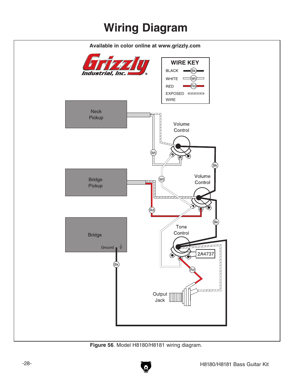 Wiring diagram | Grizzly H8181 User Manual | Page 30 / 36