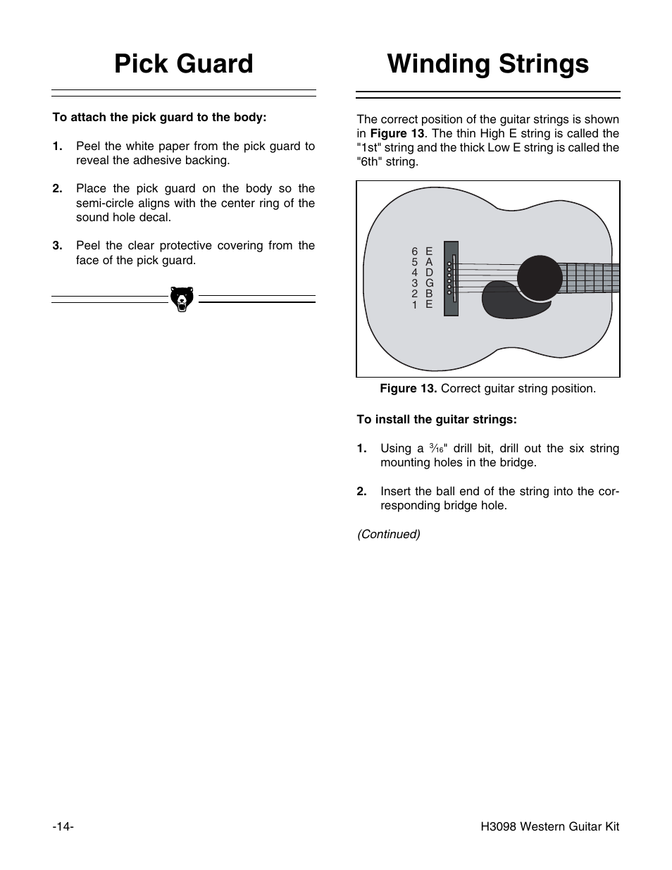 Winding strings, Pick guard | Grizzly H3098 User Manual | Page 16 / 28