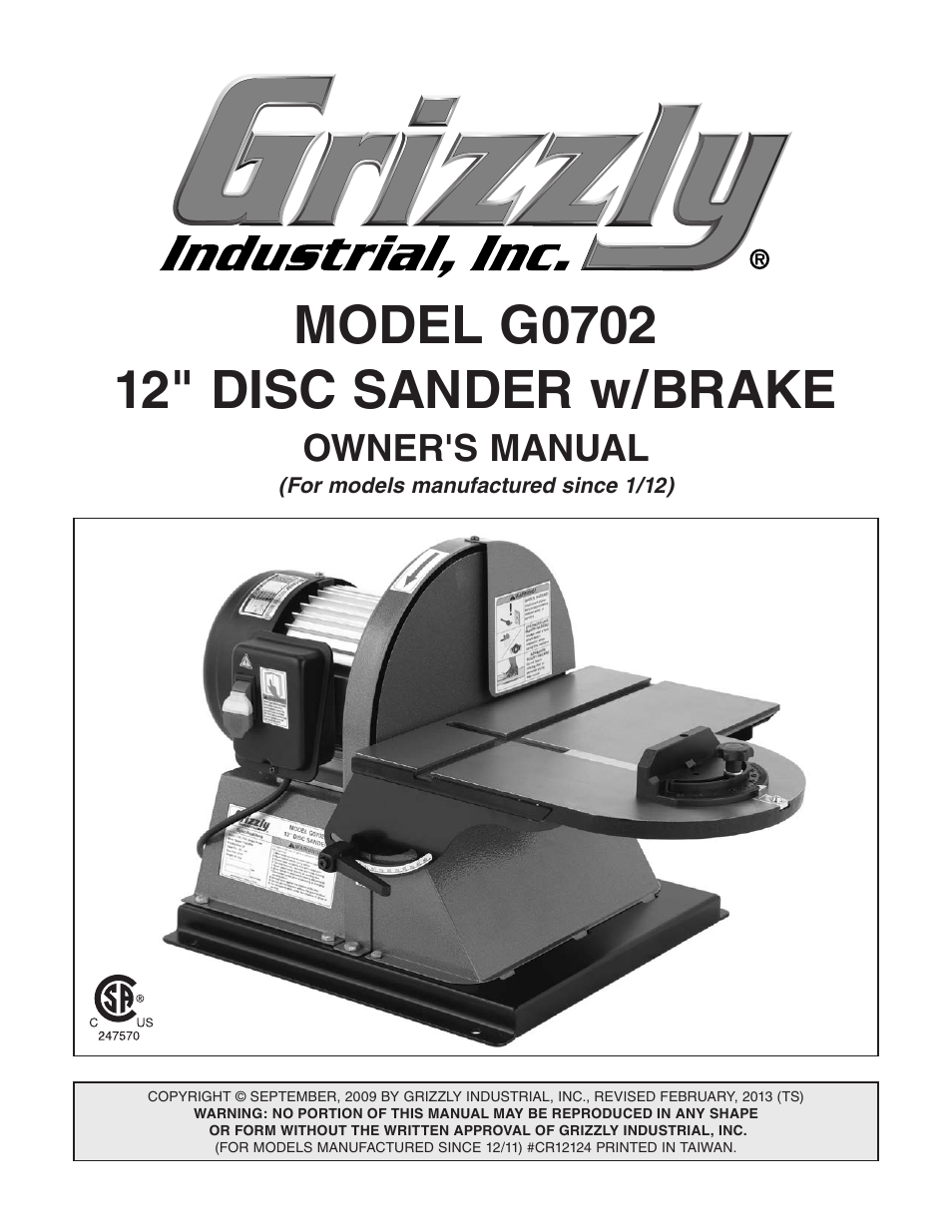 Grizzly G0702 User Manual | 32 pages