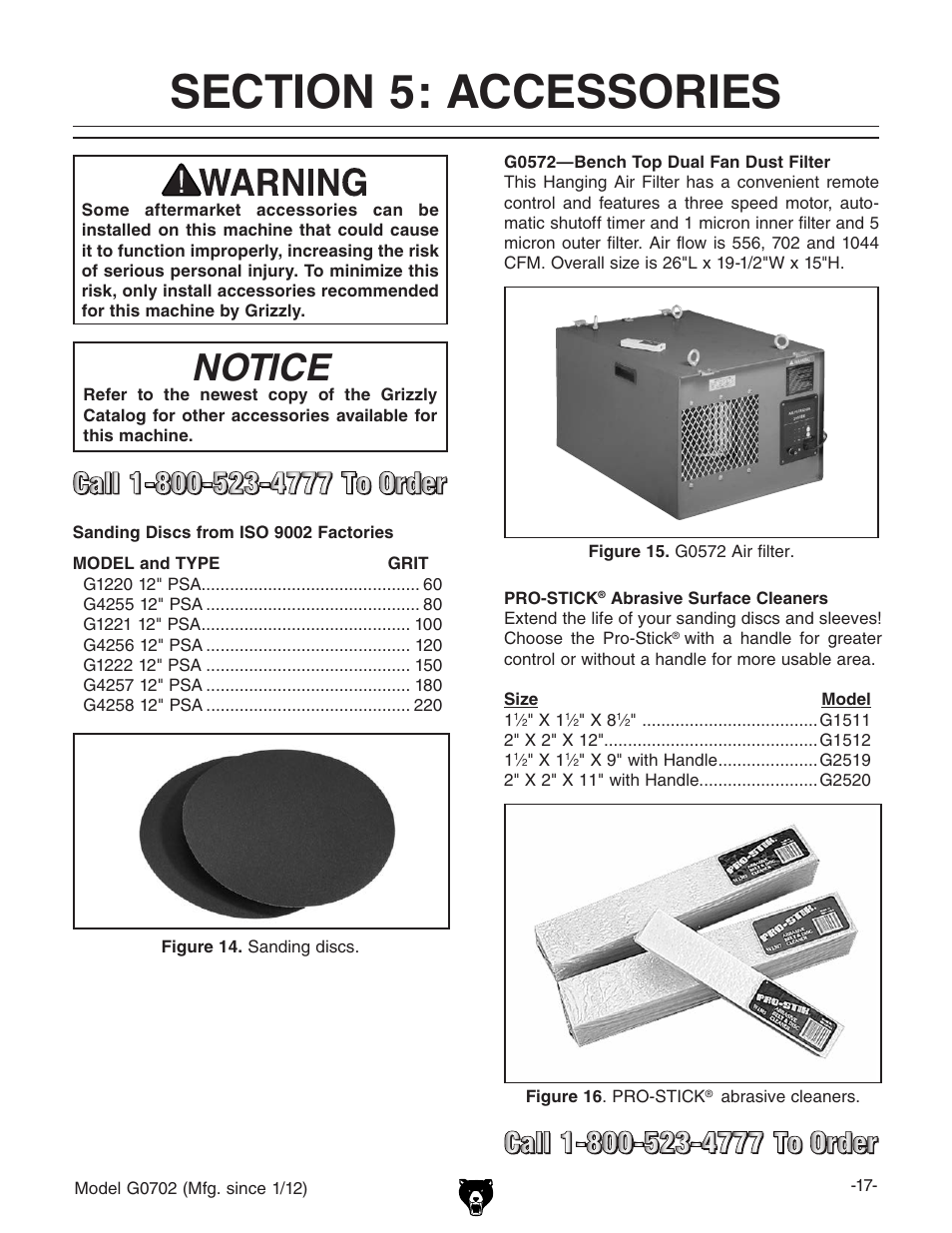 Notice | Grizzly G0702 User Manual | Page 19 / 32