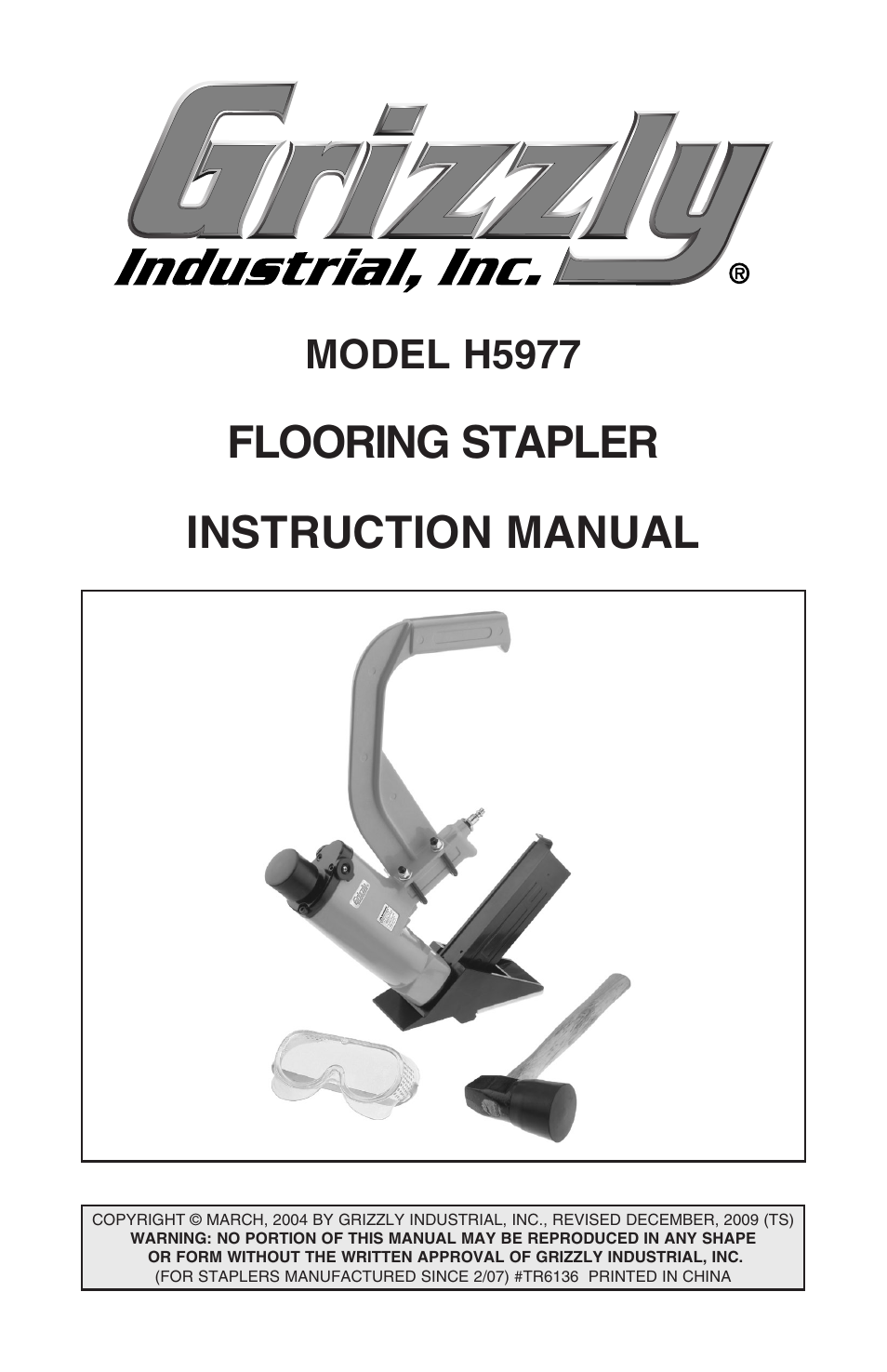 Grizzly FLOORING STAPLER H5977 User Manual | 16 pages