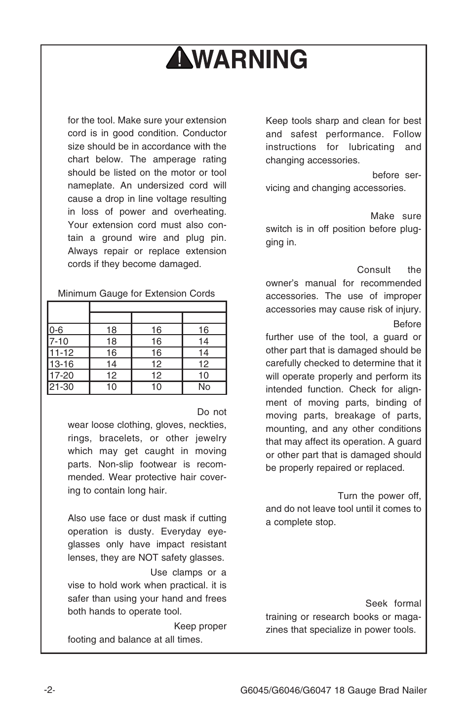 Safety instructions for power tools | Grizzly G6046 User Manual | Page 3 / 20