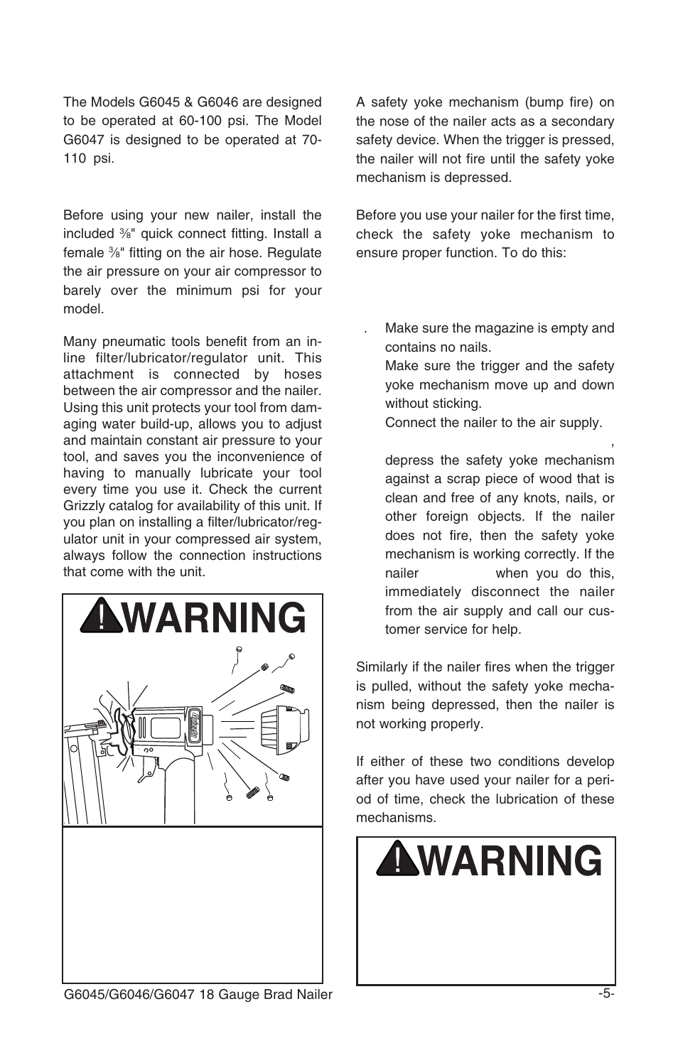 Compressed air system safety yoke mechanism | Grizzly G6046 User Manual | Page 6 / 20