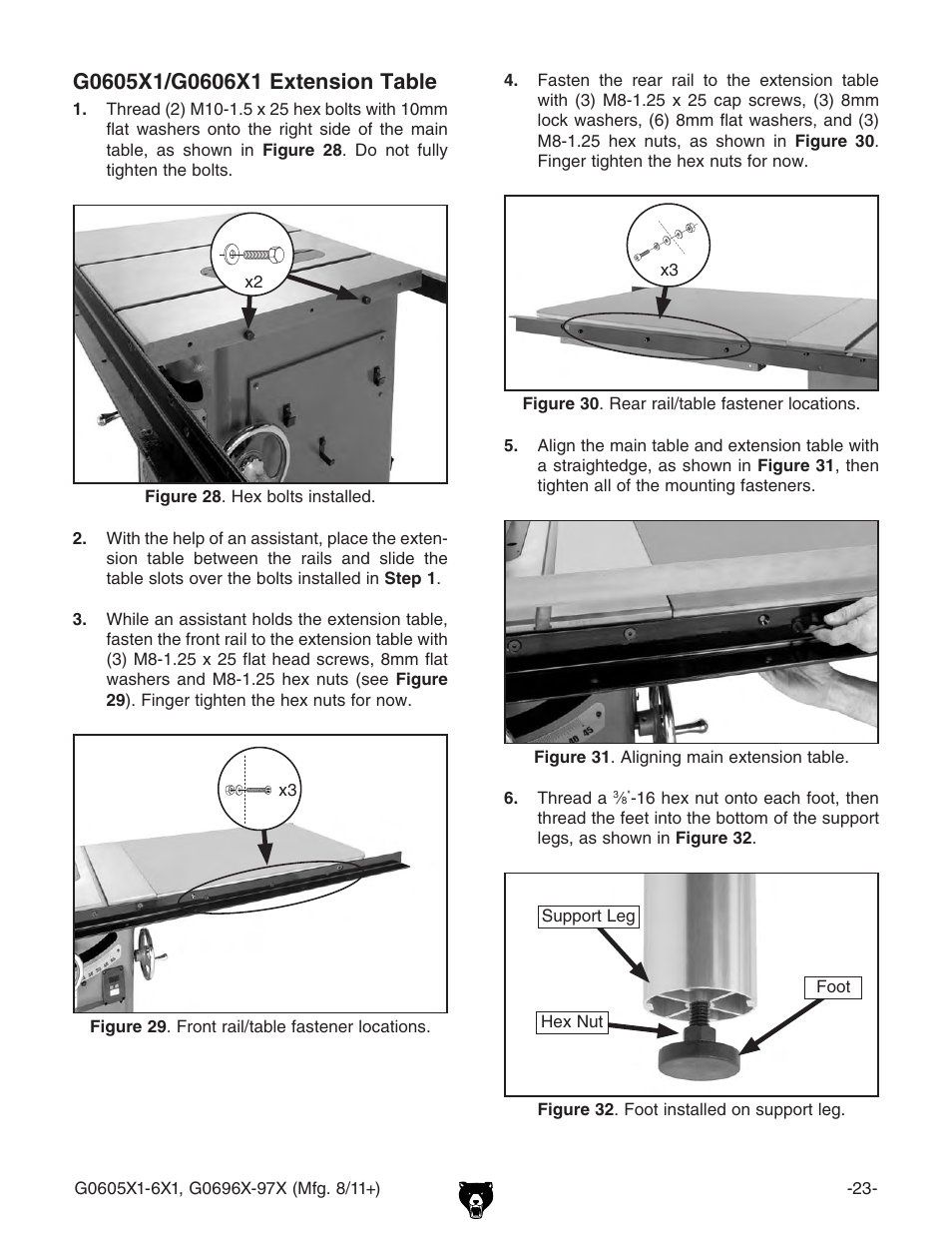Grizzly 12" Left Tilting Table Saw G0605X1 User Manual | Page 25 / 100