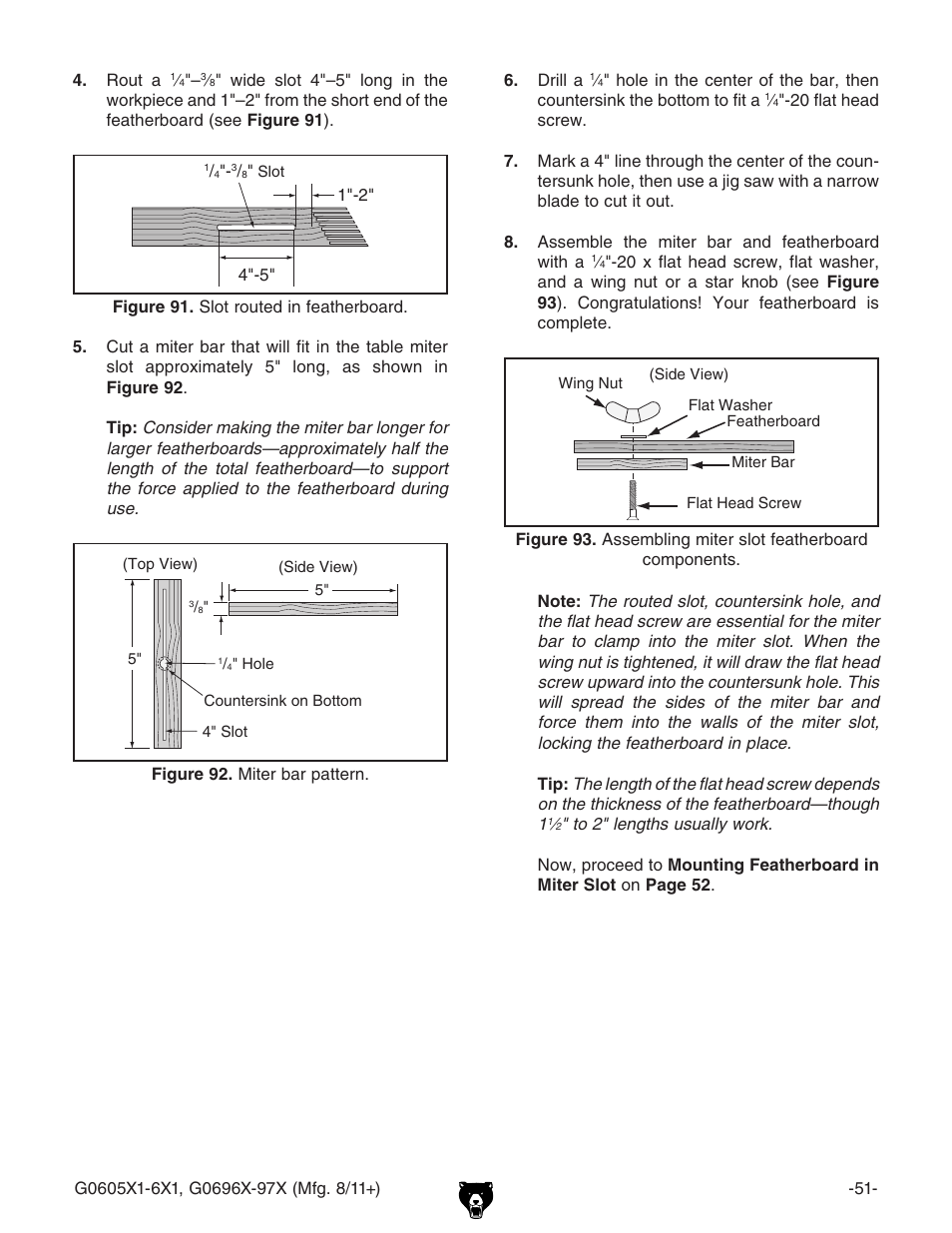 Grizzly 12" Left Tilting Table Saw G0605X1 User Manual | Page 53 / 100