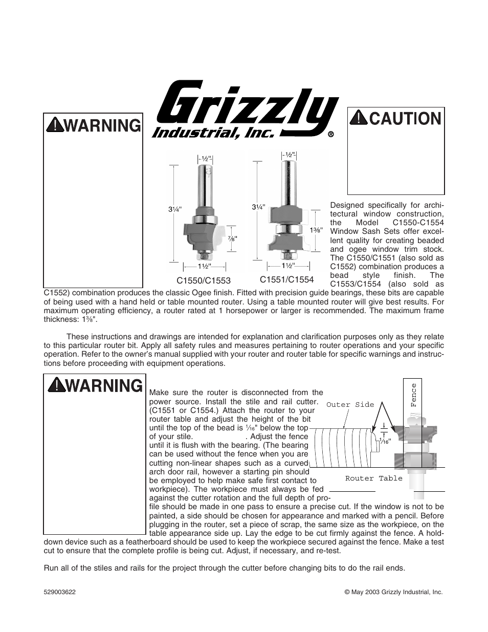 Grizzly C1552 User Manual | 2 pages