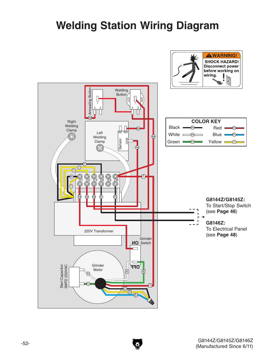 Welding station wiring diagram | Grizzly G8145Z User Manual | Page 54 / 72