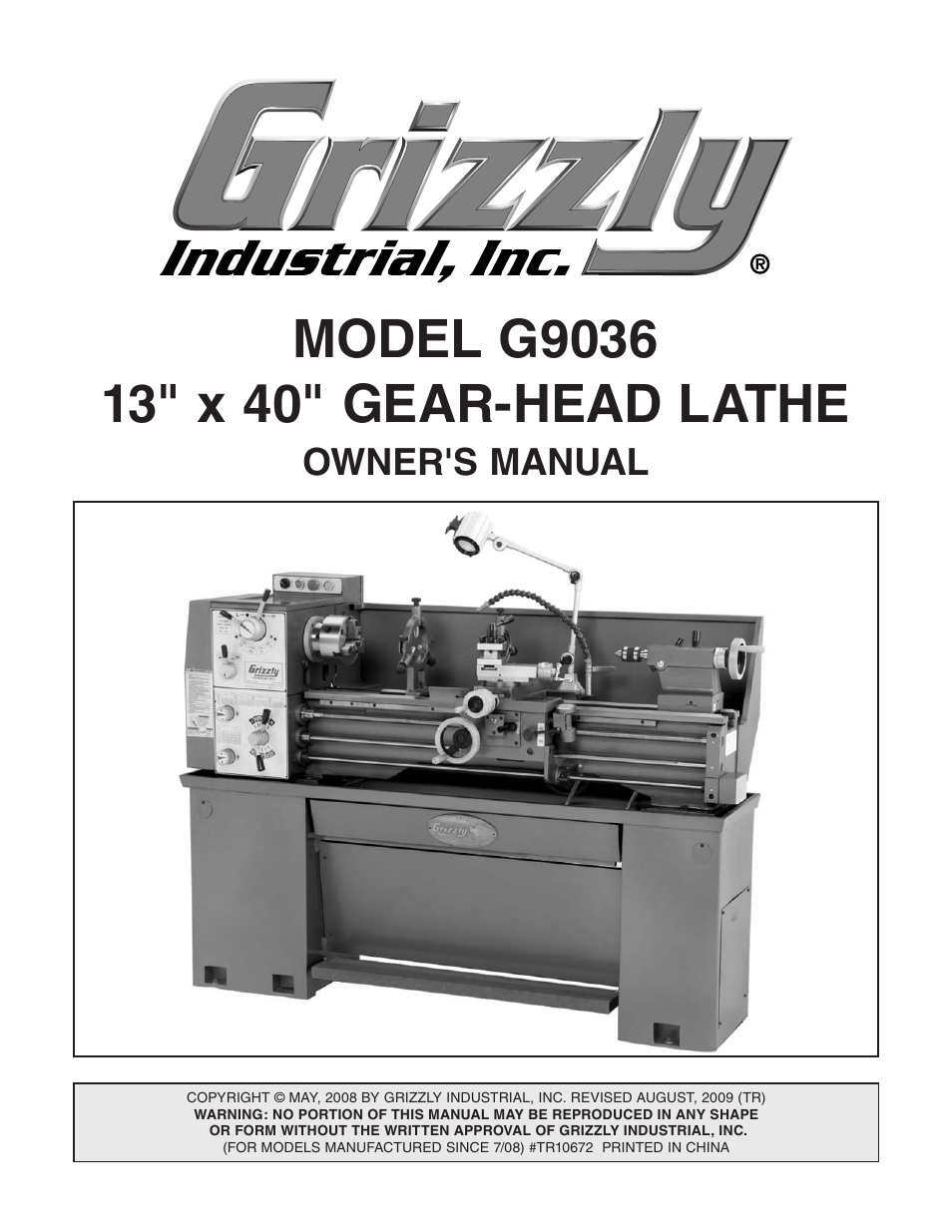 Grizzly Gear-Head G9036 User Manual | 100 pages