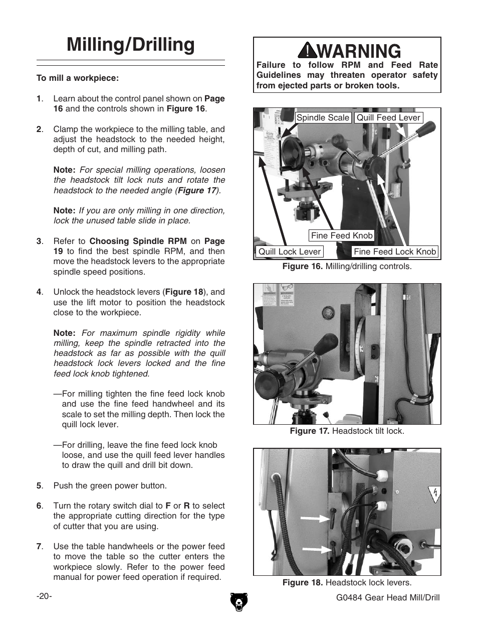 Milling/drilling | Grizzly G0484 User Manual | Page 22 / 48