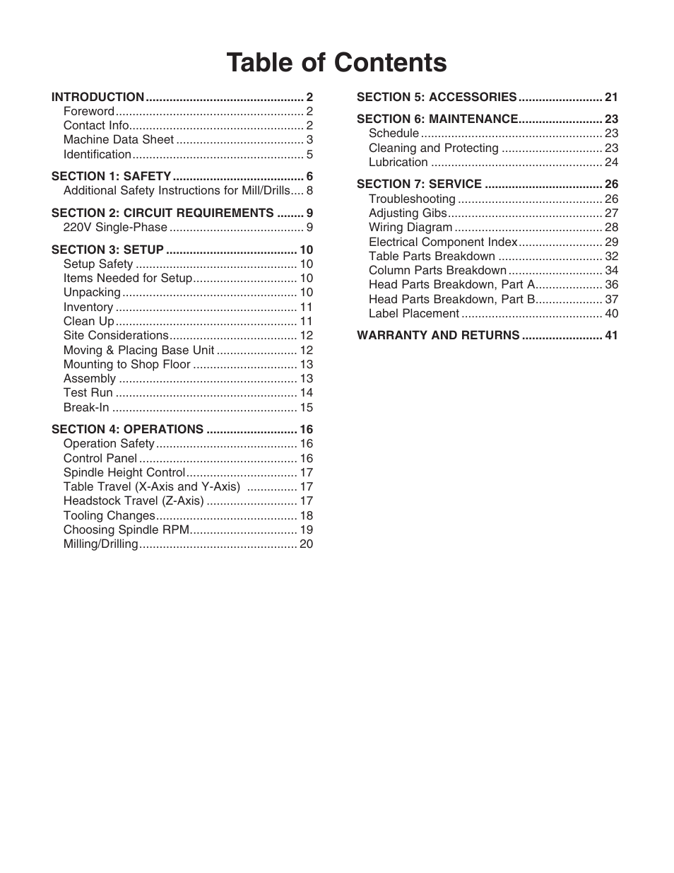 Grizzly G0484 User Manual | Page 3 / 48